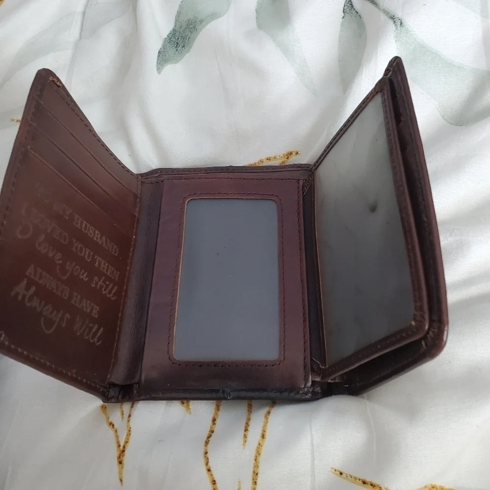 Leather men's wallet engraved NEW